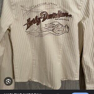 Harley-Davidson White Long Sleeve Shirt Womens Xl Amazing No Stains VINTAGE
